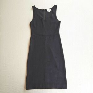 Ganni Black Texture Sleeveless Scoop Neck Back Zip Shift Dress S Cocktail Luxury